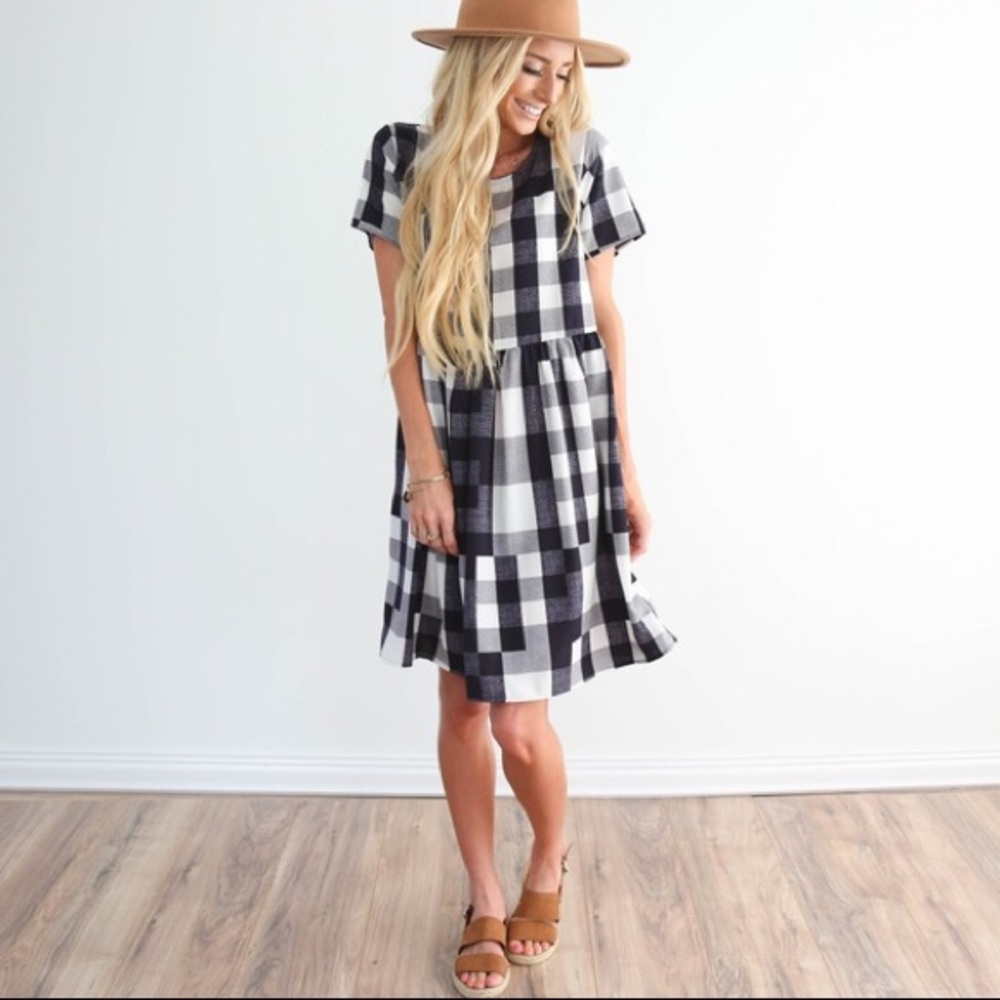 Shop Stevie Navy Plaid Dress